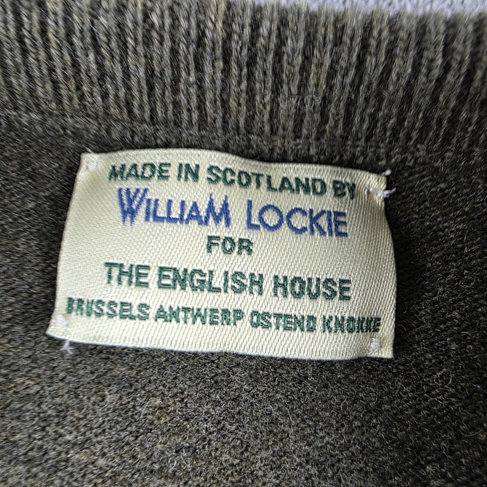 William Lockie Sweater Mens 48 XL Green V Neck Super Geelong Lambswool Scotland - Picture 7 of 10